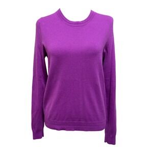 Boden Womens Purple Cotton Blend Crew Neck Sweater Pointelle Detail K0833 Size S